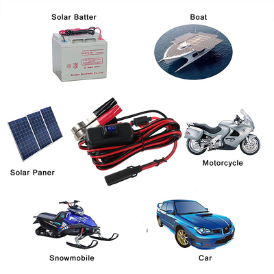 SAE to Alligator クリップバッテリーケーブル インラインファイズとスイッチ - 太陽光,自動車,DIYのための12V電源延長リード