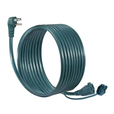 緑色の右角NEMA 5-15Pから5-15Rの延長コード - 低プロフィールプラグとダストキャップの90° (14AWG, 6ft)