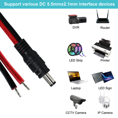 DCメスプラグ・トゥ・ティナードワイア 電源ケーブル,5.5x2.1mmまたは5.5x2.5mm,CCTV,LED,DIY用の12VDC電源アダプターコード