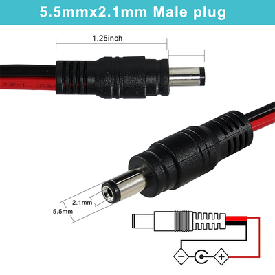 DCメスプラグ・トゥ・ティナードワイア 電源ケーブル,5.5x2.1mmまたは5.5x2.5mm,CCTV,LED,DIY用の12VDC電源アダプターコード