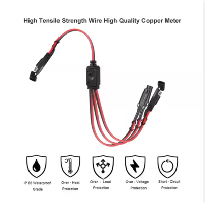SAE 1〜3 Way パワースプリッタケーブル,SAE Y アダプタ ソーラーパネル,バッテリー充電器,12V DC 電源配送