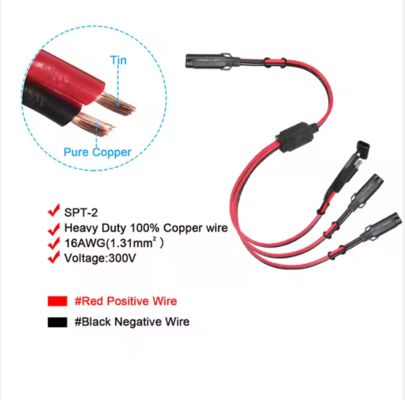 ソーラーパネルとバッテリー充電器用SAE 1対3電源スプリッターケーブル