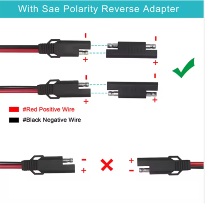 SAE 1〜3 Way パワースプリッタケーブル,SAE Y アダプタ ソーラーパネル,バッテリー充電器,12V DC 電源配送