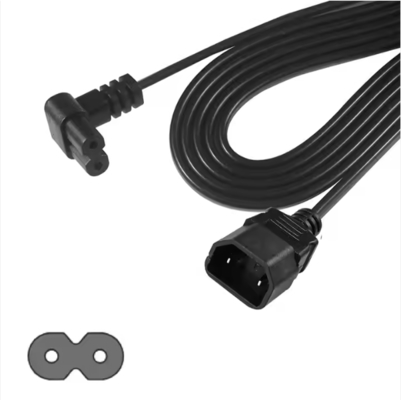 右角 C7 から C18 電源ケーブル,IEC 60320 電源コード,女性から女性,10A 250V,VDE 承認