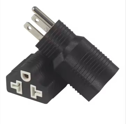 NEMA 5-15P to 5-15R 右アングルプラグアダプター 15A 125V