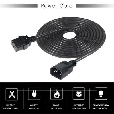 IEC C19 から C14 電源ケーブル 18-14AWG PVC ジャケット