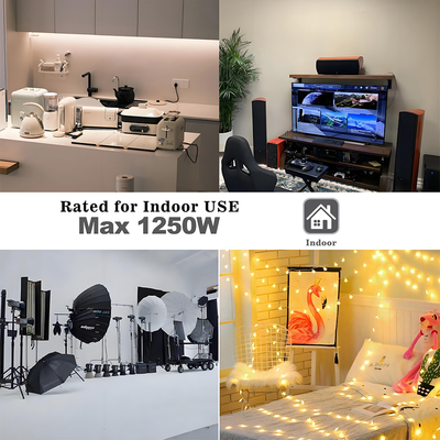 NEMA 1-15P から 1-15R 2 端の延長コード 110V-250V 銅 PVC