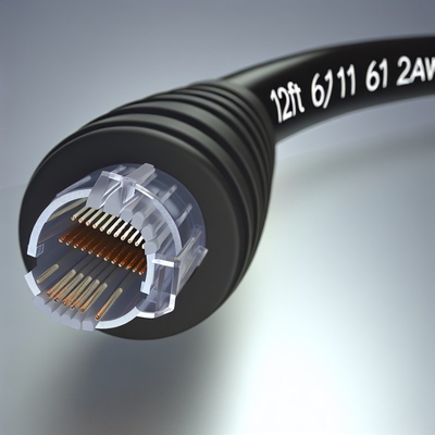 RJ11 6P4C スパイラル電話ケーブル 12FT 男性から男性へ 24AWG