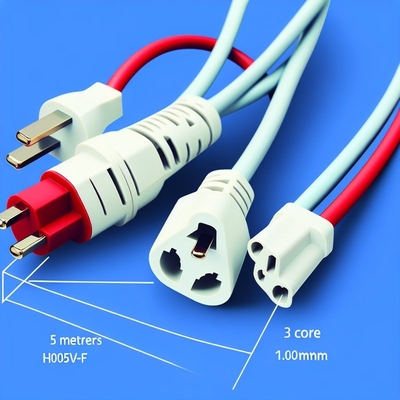 家庭用家電用のプラグ電源ケーブル 0.5m H05VV-F 3コアケーブル