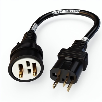 NEMA 5-15 から IEC C15 AC 電源コード 16AWG-18AWG パソコン用