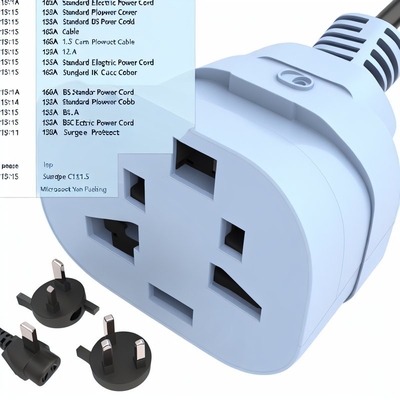 英国 BS1363 電源コード、IEC C5 コネクタ、3A ヒューズ、250V