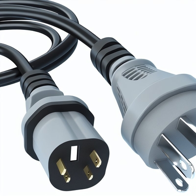 NEMA 5-15P から IEC C5 電源コード 14AWG 250V 16A 黒