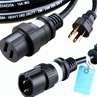C19からC20電源コード 20A 重量用 250V 0.8M PVCケーブル