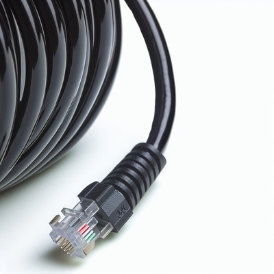 RJ11 RJ12 スパイラル電話ケーブル 6ft 24AWG 350MHz シールド
