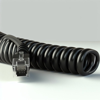 RJ11 RJ12 スパイラル電話ケーブル 6ft 24AWG 350MHz シールド