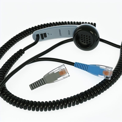 カスタム RJ9 コイル電話ケーブル 5フィート ブラック PVC ジャケット