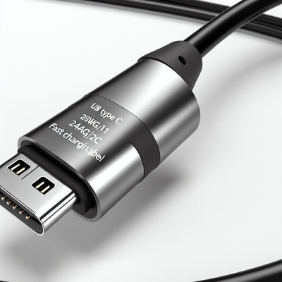 28AWG 1P 24AWG 2C 格納式 USB Type C 急速充電ケーブル