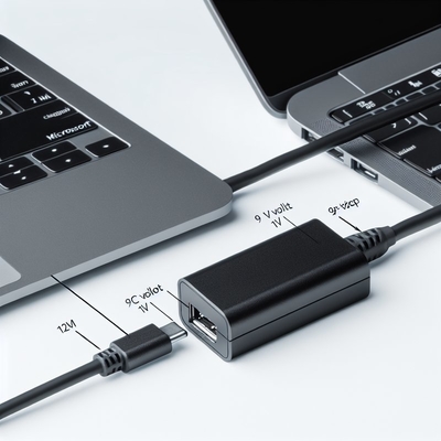 ノートパソコンルーター充電器用USB-C to DCステップアップケーブル 12V 20V