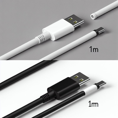 USB A to Type C 急速充電ケーブル 1m ブラック ホワイト