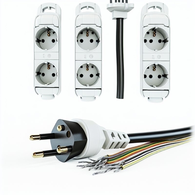 EU CEE7/7 3ピン電源コード、ストリップワイヤー付き 220-240V