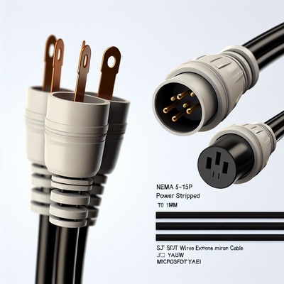NEMA 5-15P to 5-15R 電源コード 0.5m SJT 16AWG 125V 15A