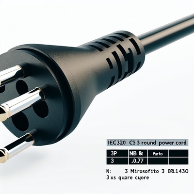 ブラジル NBR14136 IEC320 C5 3ピン電源コード 3x0.75mm2 1.8M 黒