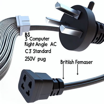 イギリス IEC C7 電源コードのプラグ 250V 10A PVCジャケット