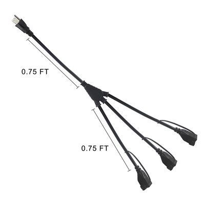 NEMA 5-15P から 3 方向 5-15R パワー スプリッタ SJTW 16AWG