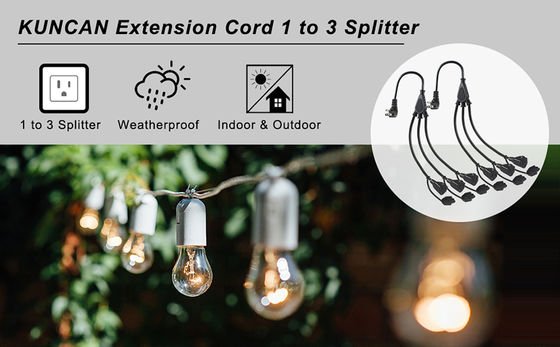 NEMA 5-15P から 3 方向 5-15R パワー スプリッタ SJTW 16AWG