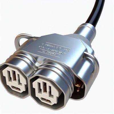 NEMA 5-15P から 3 方向 5-15R パワー スプリッタ SJTW 16AWG