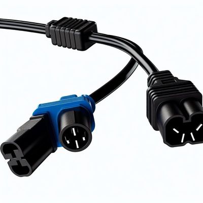C14 - デュアルC13電源スプリッターケーブル 16AWG 10A 250V ライトアングル