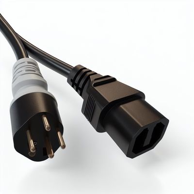 C14 - デュアルC13電源スプリッターケーブル 16AWG 10A 250V ライトアングル