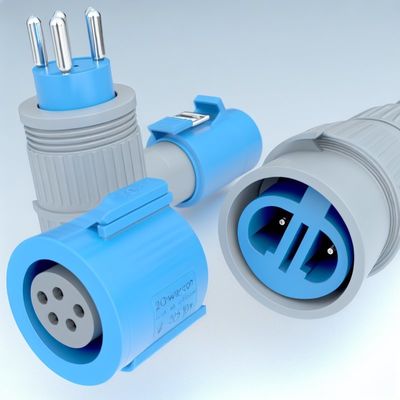 20A 250V Powercon ロック可能なケーブルコネクタ 青色インレット グレーアウトレット