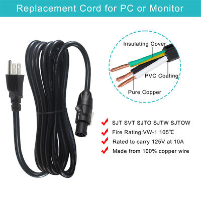 NEMA 5-15P to PowerCON TRUE1 電源ケーブル 15A 125V オーディオ照明用