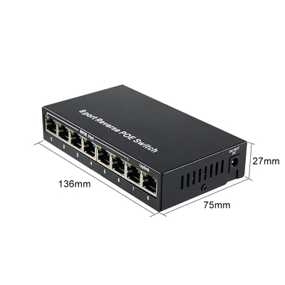 IPカメラ用12V DC出力付き8ポートリバースPoEスイッチ