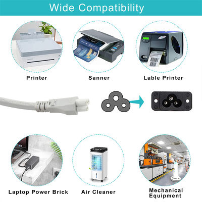 グレー UK - C5 電源コード 1.5m 3極クローバーリーフケーブル 250V 2.5A