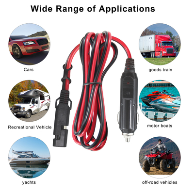 12V SAE to Car Cigarette Lighter Cable with 15A Fuse