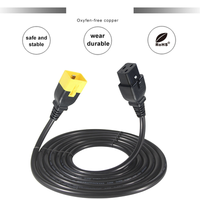 IEC C20 - C19 電源コード 14 AWG 250V 16A 黒 PVC