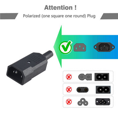IEC C14 から C5 電源アダプター 黒色 ABSプラグ変換器