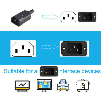 IEC C14 から C5 電源アダプター 黒色 ABSプラグ変換器