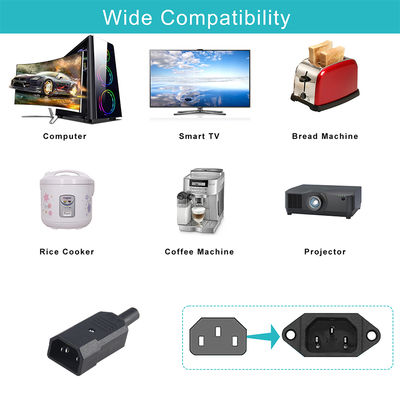 IEC C14 から C5 電源アダプター 黒色 ABSプラグ変換器