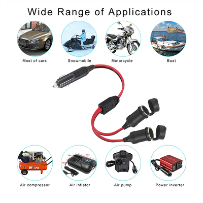 12V カー・タバコライターからダブル・ソケット・スプリッター 延長ケーブル アダプタ DC 電源 GPS ダッシュカメラ タブレット