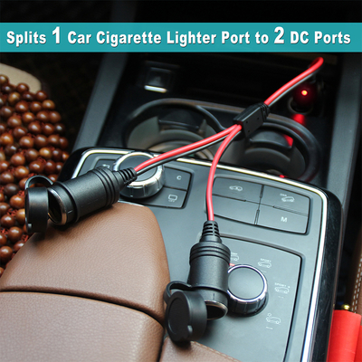 12V カー・タバコライターからダブル・ソケット・スプリッター 延長ケーブル アダプタ DC 電源 GPS ダッシュカメラ タブレット