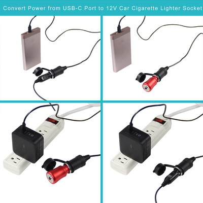 12V カー・タバコライターソケットからUSB-C 電源アダプタ 変換器 DC出力プラグとC型ポート 携帯電話 タブレット GPS ダッシュカメラ