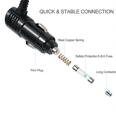 12V 3Aアングルタバコ点灯器プラグ DC 2.1mm電源ケーブル