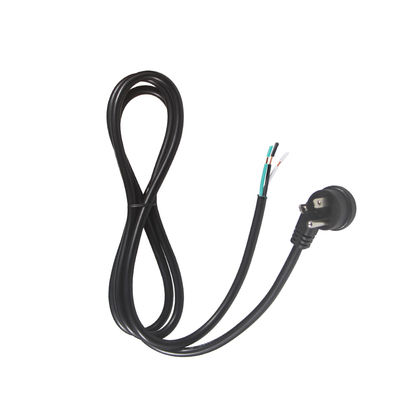 NEMA 5-15P US 3-Prong AC Power Plug to Half-Stripped Cord Assembly for Custom Wiring & Electrical Applications, 18 AWG