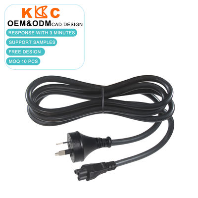 SAA認定3ピンAUプラグ IEC C5 電源ケーブル10A/250V AC電源ケーブル1.8m 黒