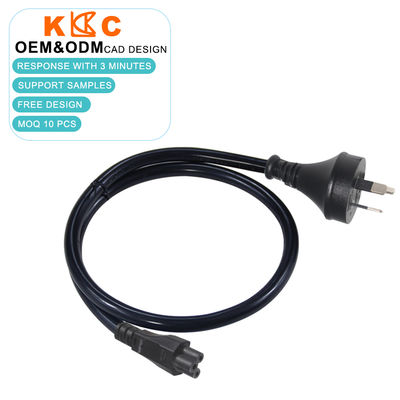 SAA認定3ピンAUプラグ IEC C5 電源ケーブル10A/250V AC電源ケーブル1.8m 黒