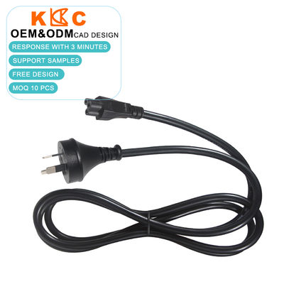 SAA認定3ピンAUプラグ IEC C5 電源ケーブル10A/250V AC電源ケーブル1.8m 黒