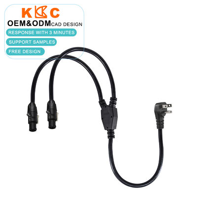 USプラグ to Dual PowerCON スプリッターケーブル 2ポート AC電源延長コード オーディオ、照明、ステージ、およびプロフェッショナル機器用